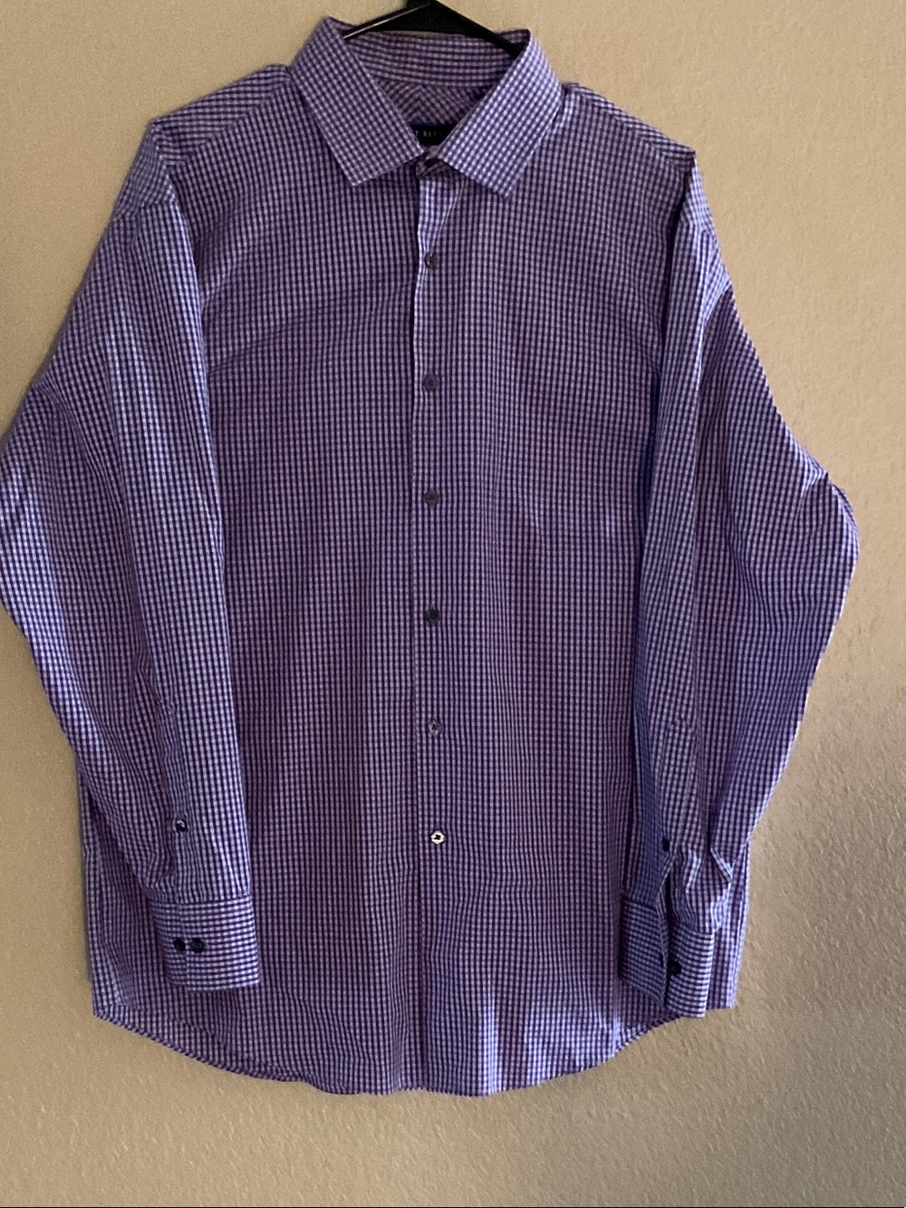Geoffrey Beene Purple Gingham Dress Shirt